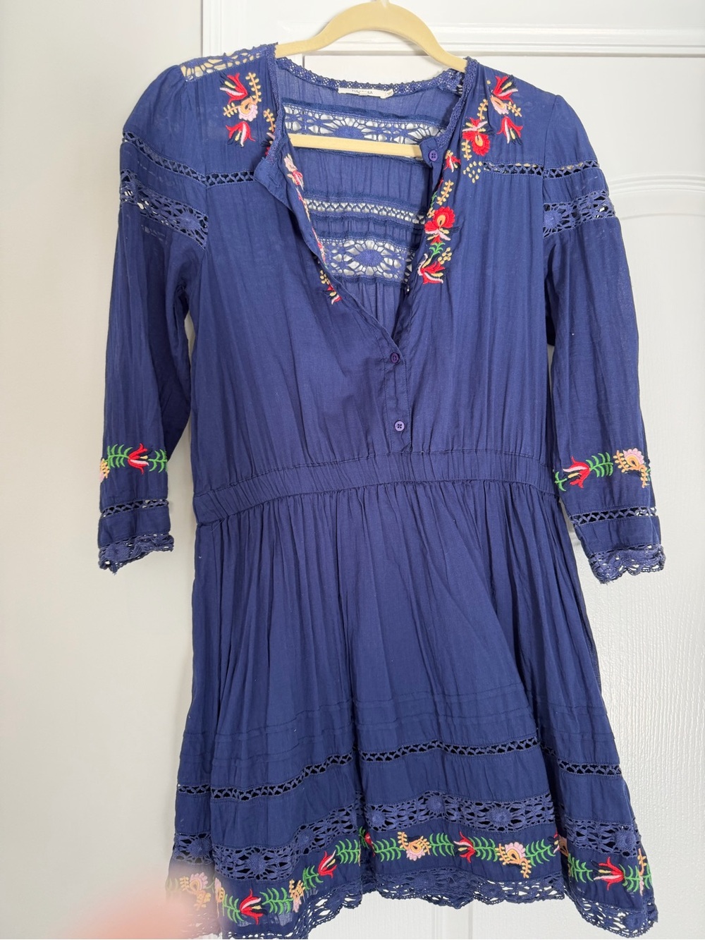 Tularosa Navy Embroidered Mini Dress